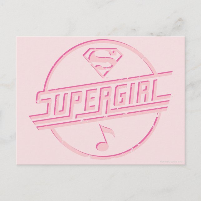 Carte Postale Note de musique rose Supergirl (Devant)