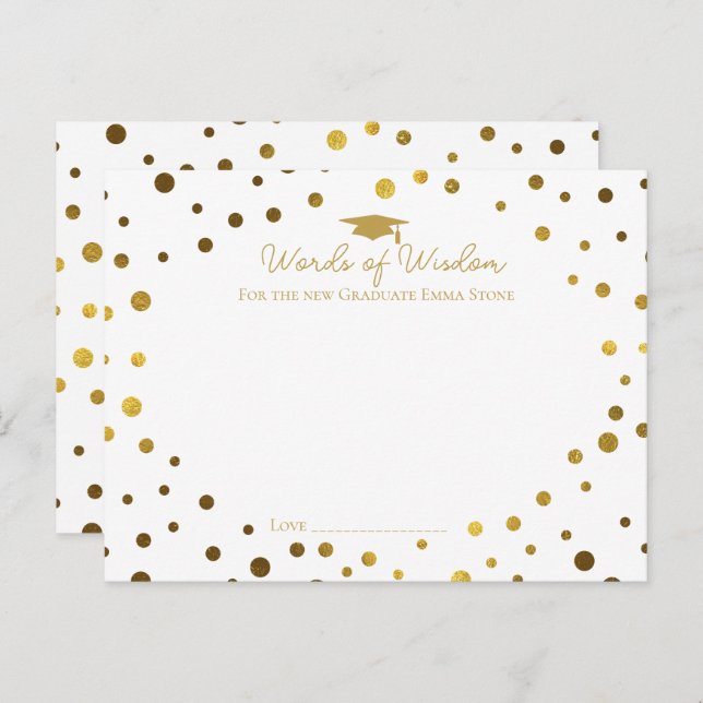 Carte Postale notes d'avis de sagesse pour diplômé (Devant / Derrière)