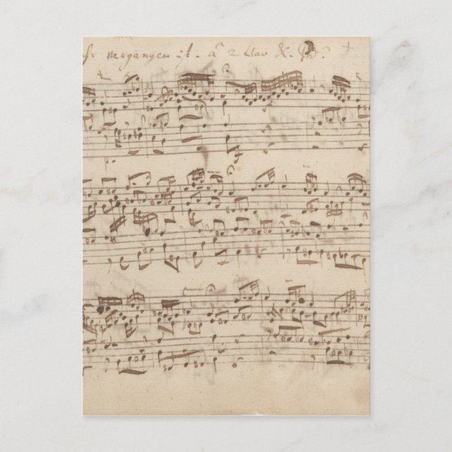 Carte Postale Notes de musique ancienne - Feuille de musique Bac (Devant)