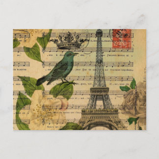 Carte Postale notes de musique camellia français paris eiffel to