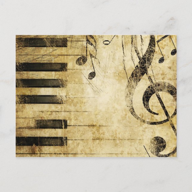 Carte Postale Notes de musique de piano (Devant)