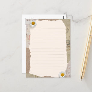 Carte Postale Notes lignées de scrapbook vintage brun beige