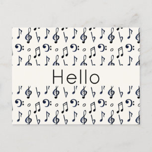Carte Postale Notes musicales mignonnes Motif Bonjour