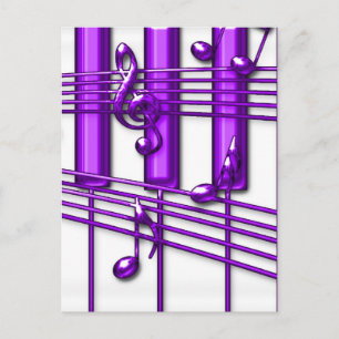 Carte Postale Notes musicales pour piano violet