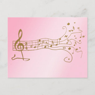 CARTE POSTALE NOTES MUSICALES SUR LE PENTAGRAM AMUSANT - HAPPY M