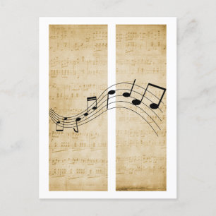 Carte Postale Notes musicales sur papier de musique Vintage Old 
