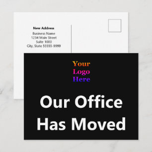 Carte Postale Notre agence a déménagé Logo Marque 2 Faces Noir