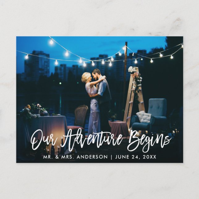 Carte Postale Notre aventure commence Brush Script Mariage Remer (Devant)