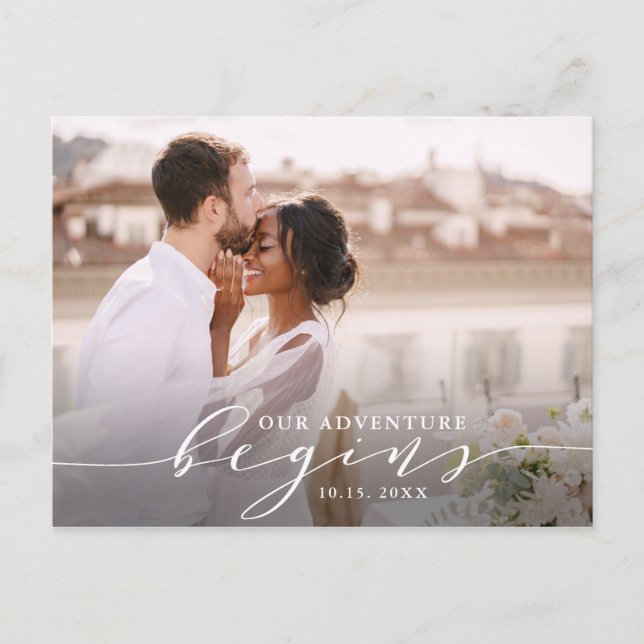 Carte Postale Notre aventure commence | Photo Mariage Enregistre (Devant)