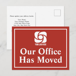 Carte Postale Notre bureau a déménagé Logo d'entreprise rouge
