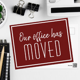 Carte Postale Notre bureau a déménagé Simple Rouge Entreprise qu