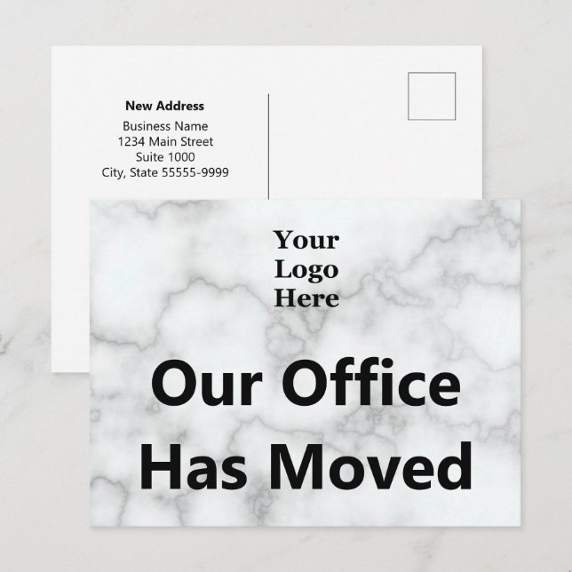 Carte Postale Notre Bureau A Déplacé Faux Marble Votre Logo Ici (Devant / Derrière)