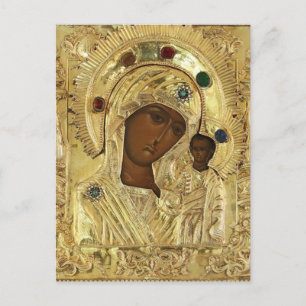 Carte Postale Notre-Dame de Kazan, icône chrétienne orthodoxe