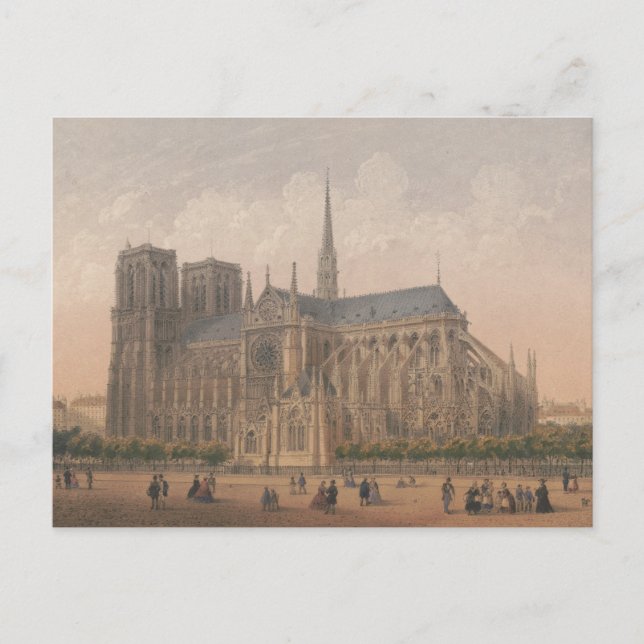 Carte Postale Notre Dame, Paris Lithographie de Charles Rivière (Devant)