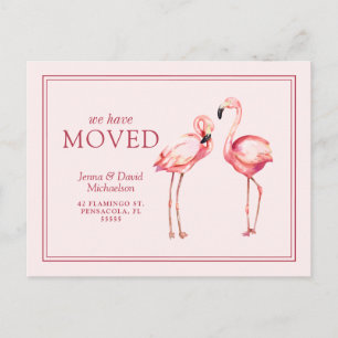 Carte Postale Notre nouvelle adresse   Joli Flamant rose rose
