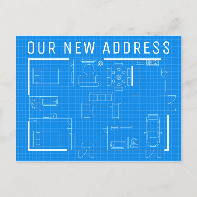 Carte Postale Notre nouvelle adresse | Plan détaillé (Devant)