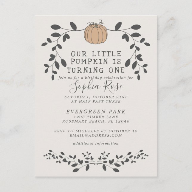 Carte Postale Notre Petit Citrouille Fête Son Premier Anniversai (Devant)