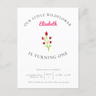 Carte Postale Notre petit Fleur sauvage 1er anniversaire Floral