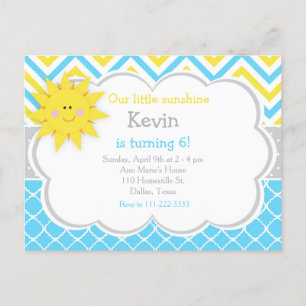 Carte Postale Notre petit Sunshine Blue et Jaune fête d'annivers