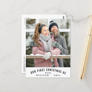 Carte Postale Notre premier Noël M. Et Mme Mariage Photo