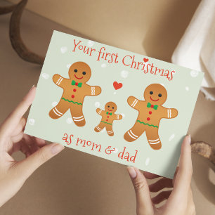 Carte Postale Notre premier Noël Marié - Mignons Hommes en pain 