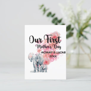 Carte Postale Notre Première Fête des Mères Maman et Eléphants B