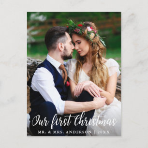 Carte Postale Notre première photo de couple Mariage de Noël