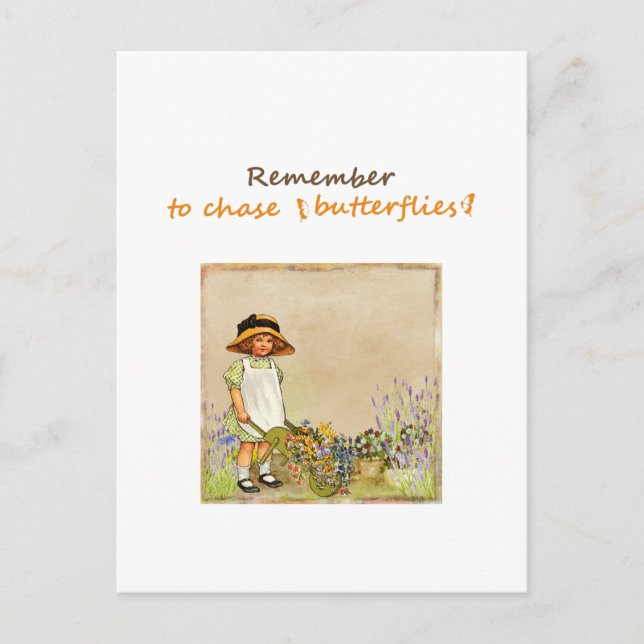 Carte Postale N'oubliez pas de poursuivre les papillons Citation (Devant)