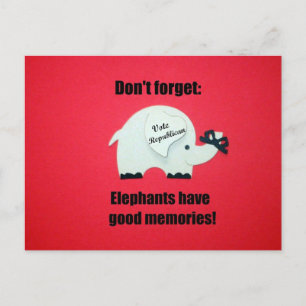 Carte Postale N'oubliez pas, les éléphants ont de bons souvenirs