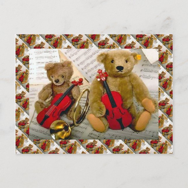 Carte Postale Nounours, bearly musiciens (Devant)