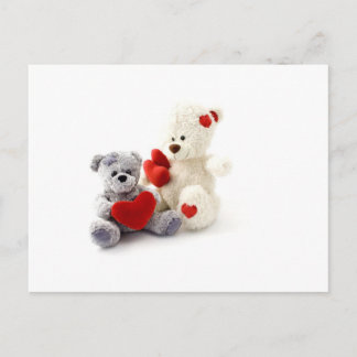 CARTE POSTALE NOUNOURS & COEURS AMOUREUX