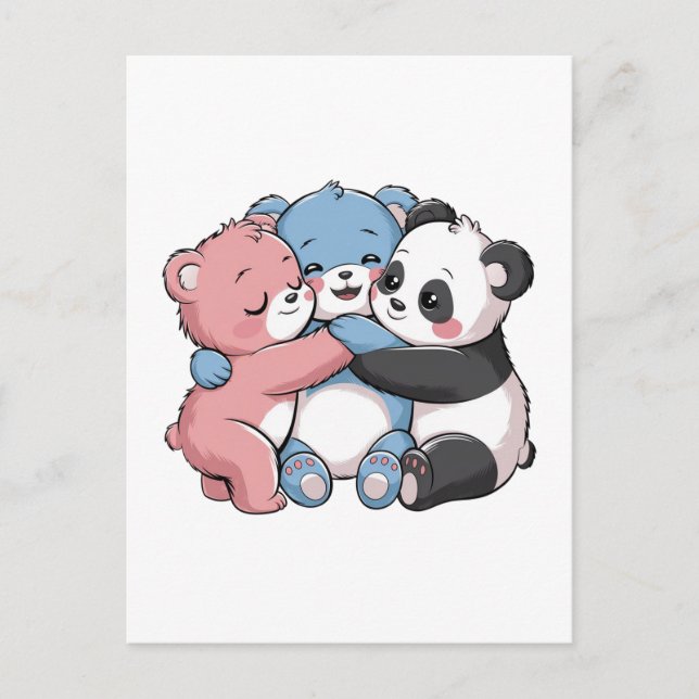 Carte Postale Nounours mignons avec Panda (Devant)