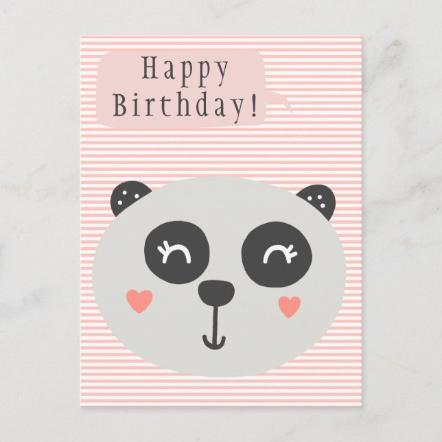 Carte Postale Nounours Panda Mignon - Anniversaire Enfants (Devant)