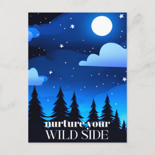 Carte Postale Nourrissez Votre Côté Sauvage - Lune, Étoiles & Pi