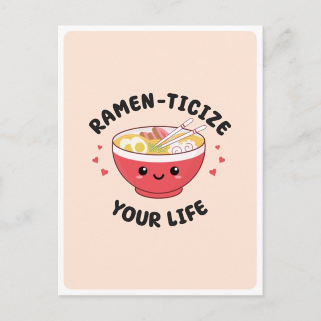 Carte Postale Nourriture asiatique ramen mignonne et kawaii pour (Devant)