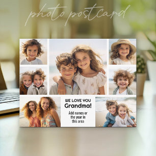 Carte Postale Nous aimons grand-mère - Collage photo avec 7 phot