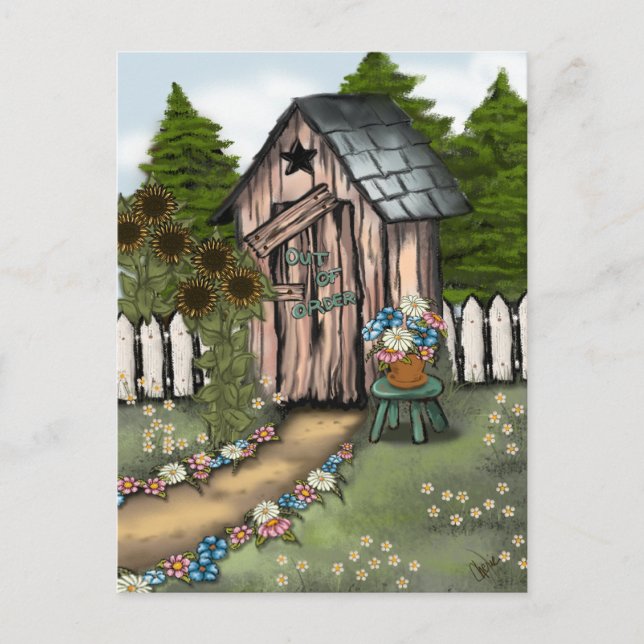Carte Postale Nous avons bougé ! Outhouse lunatique (Devant)