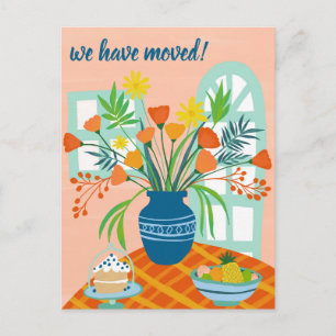Carte Postale NOUS AVONS DÉMÉNAGÉ Floral Bouquet Nouveau Accueil