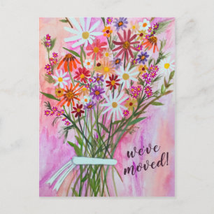 Carte Postale Nous avons déménagé le bouquet de marguerites colo