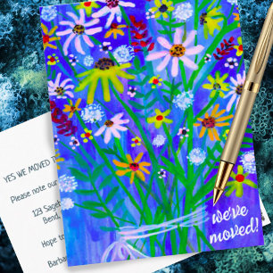 Carte Postale Nous avons déménagé le bouquet de marguerites colo