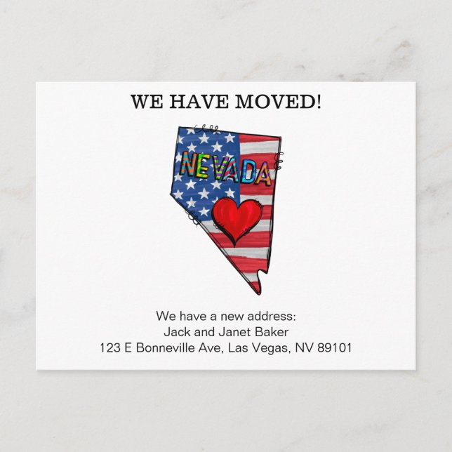 Carte Postale Nous Avons Déménagé Les États Du Nevada Déménager  (Devant)