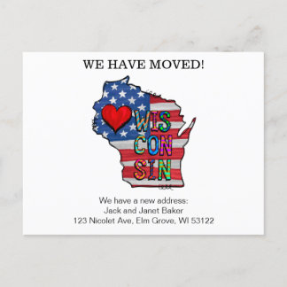 Carte Postale Nous Avons Déménagé Les États Du Wisconsin Déménag