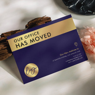 Carte Postale Nous avons déménagé Marine & Gold Logo Bureau chan