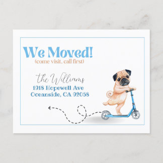 Carte Postale nous avons déménagé, nouvelle adresse chien faire-