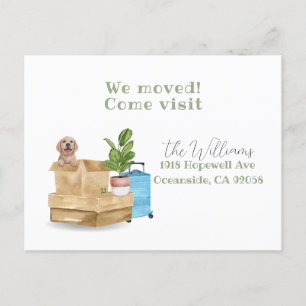 Carte Postale nous avons déménagé, nouvelle adresse chien faire-