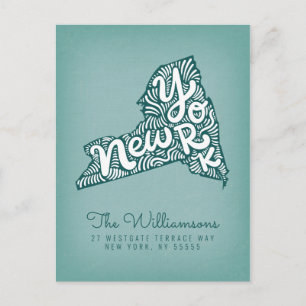 Carte Postale Nous avons déménagé Nouvelle adresse New York