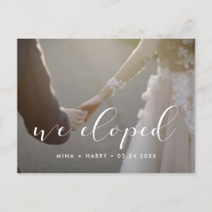 Carte Postale Nous avons elopé Elegant calligraphie photo