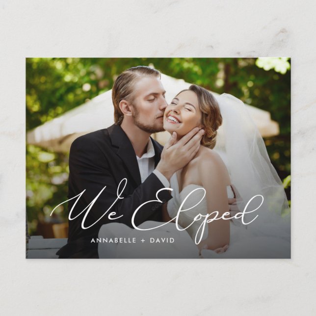 Carte Postale Nous Avons Elopé Élégant Mariage Photo (Devant)
