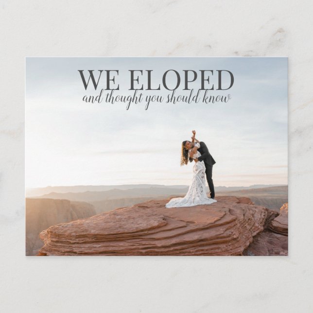 Carte Postale Nous Avons Elopé Photo Enregistrer La Date (Devant)
