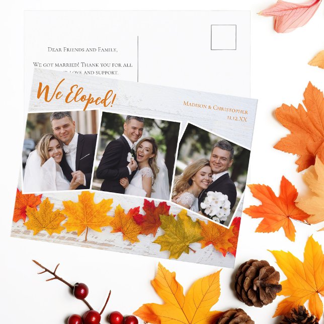 Carte Postale Nous avons Eloped Fall Leaf New-lysée Photo Collag (Créateur téléchargé)